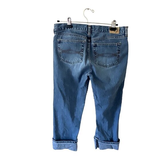 Abercrombie and Fitch jeans women's 8 blue roll over button fly cropped - Picture 2 of 8
